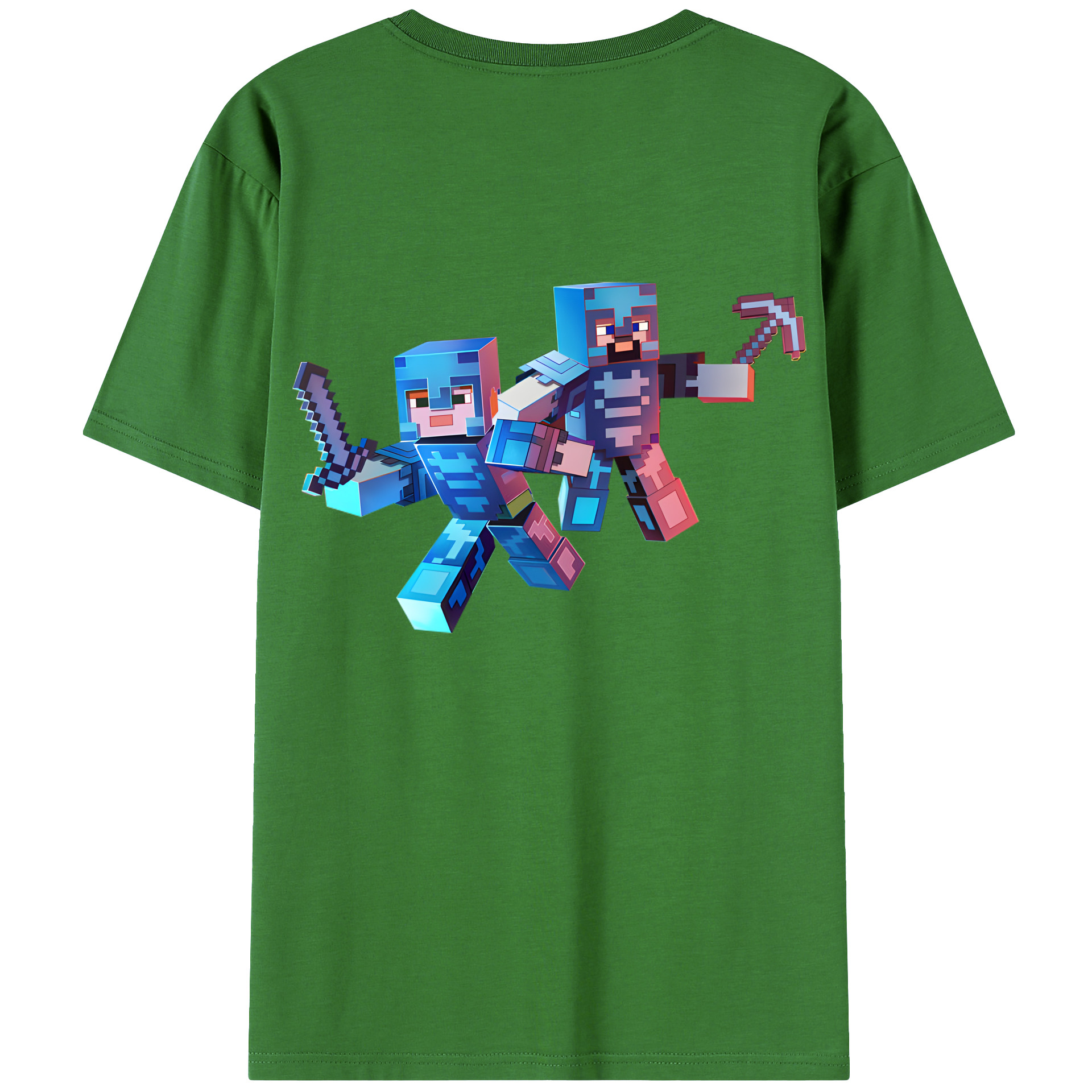 （画像用） マインクラフト ブロックの世界 Minecraft MC Block world レディース半袖Tシャツ(バックプリント)